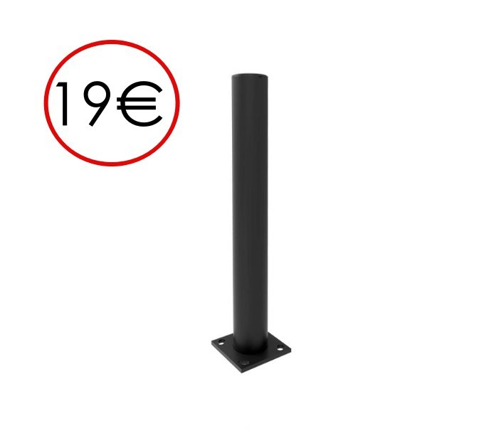 Pilona de seguridad fija  atornillable con placa de anclaje hierro diametro 60mm